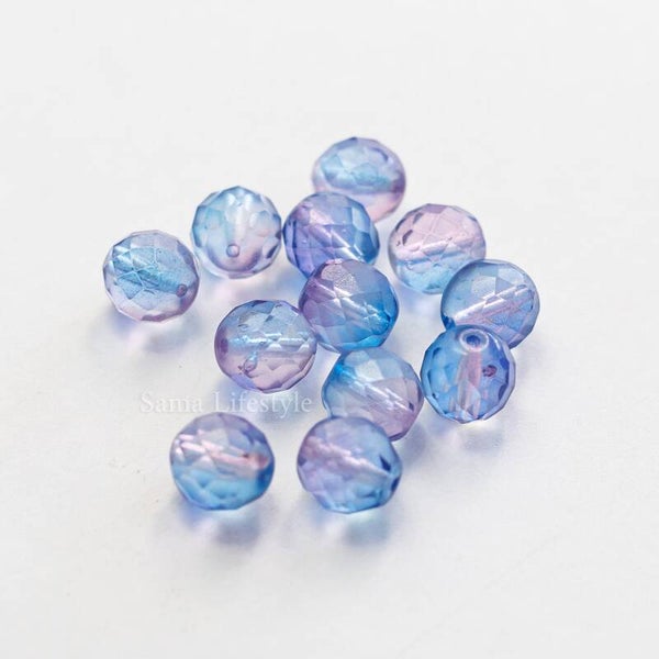 Tsjechisch glas - 12mm facet blauw paars | per 25 gram