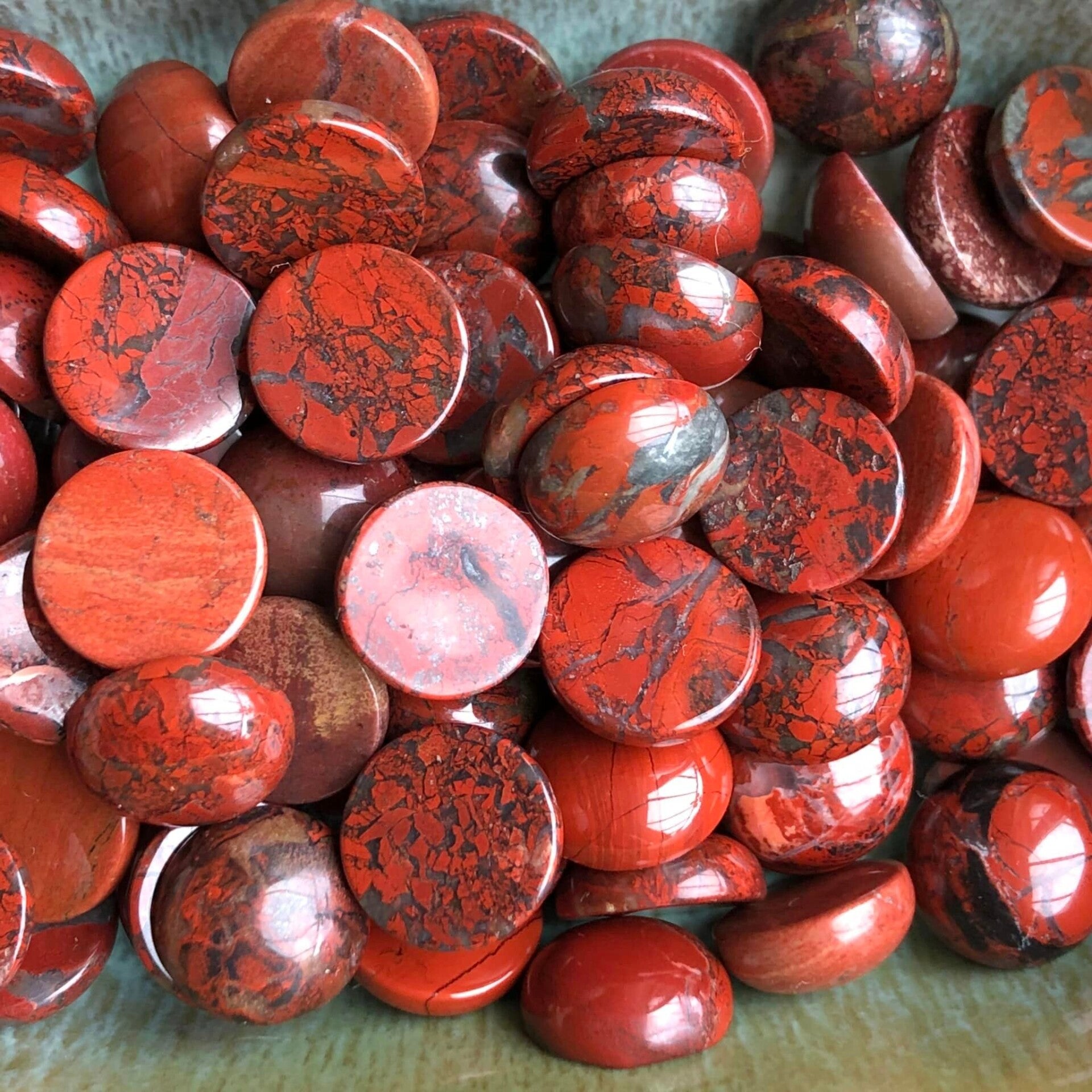 Cabochon - Natuursteen rode jasper 10mm | per stuk