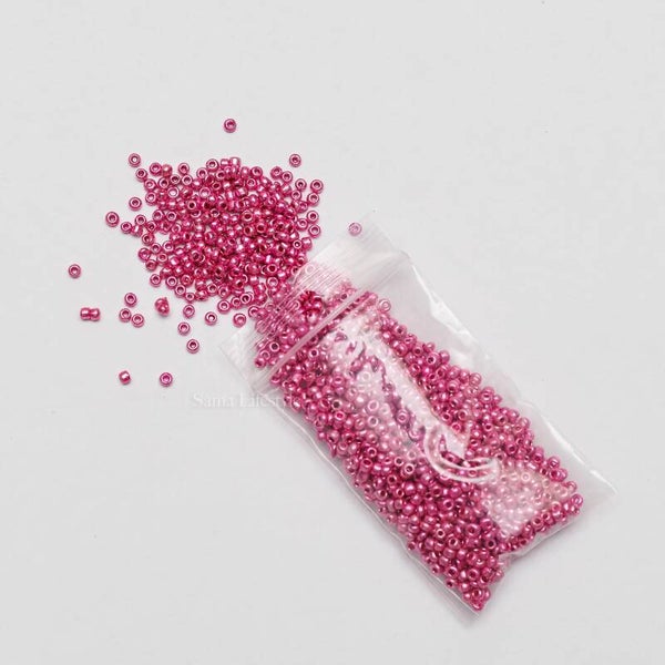 Glas - metallic roze rocailles 2mm | per 20 gram