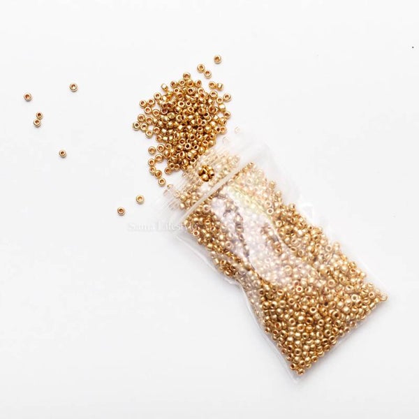 Glas - goud kleurige rocailles  2mm | per 20 gram