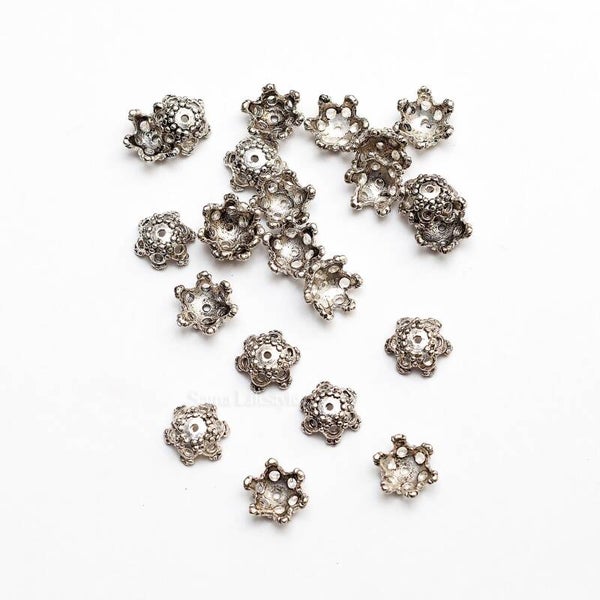 Onderdelen - zilver metalen kralen kapjes voor 10mm kraal | Per 24 stuks