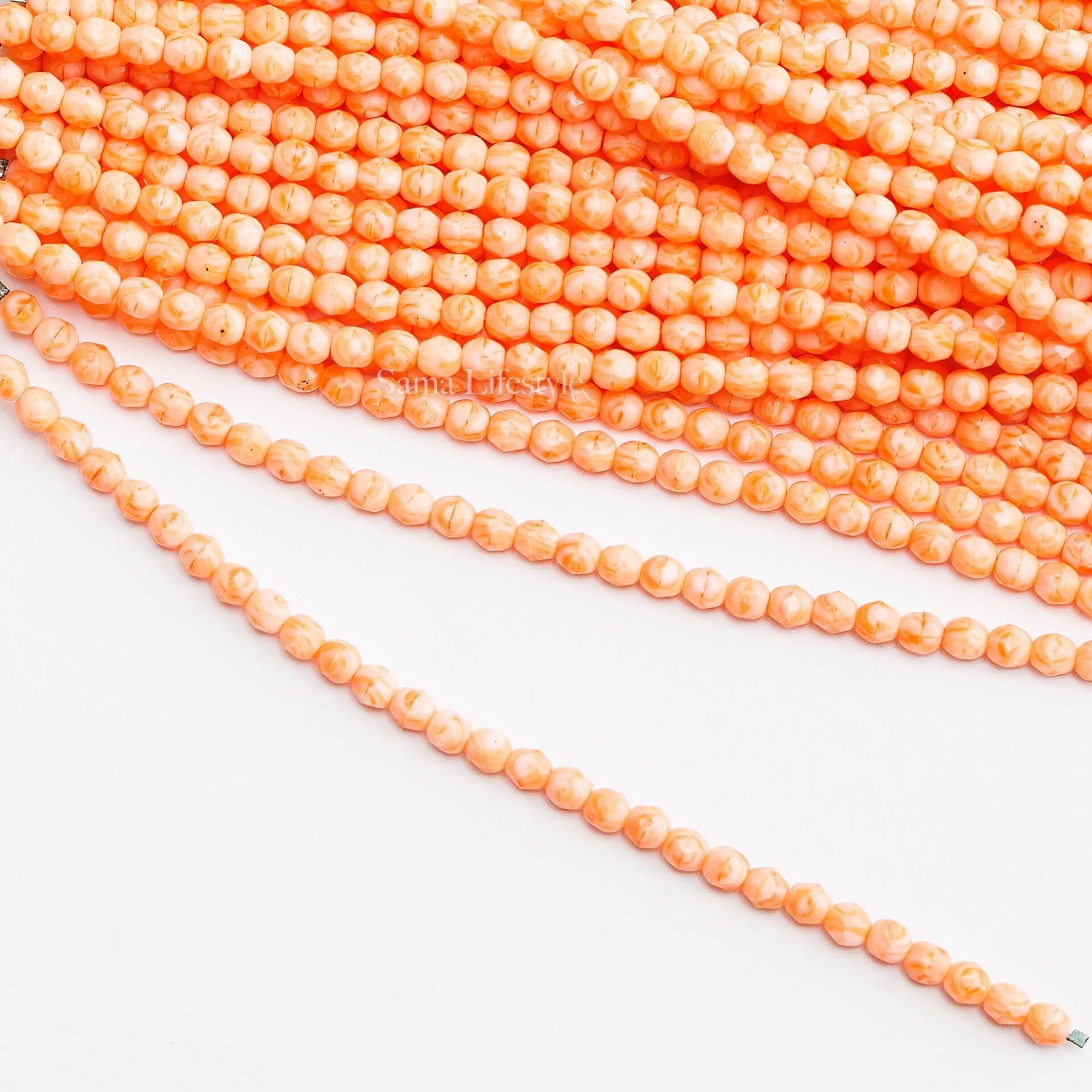 Glas - Tsjechische glas facet oranje gemeleerd 4mm | per streng of zakje