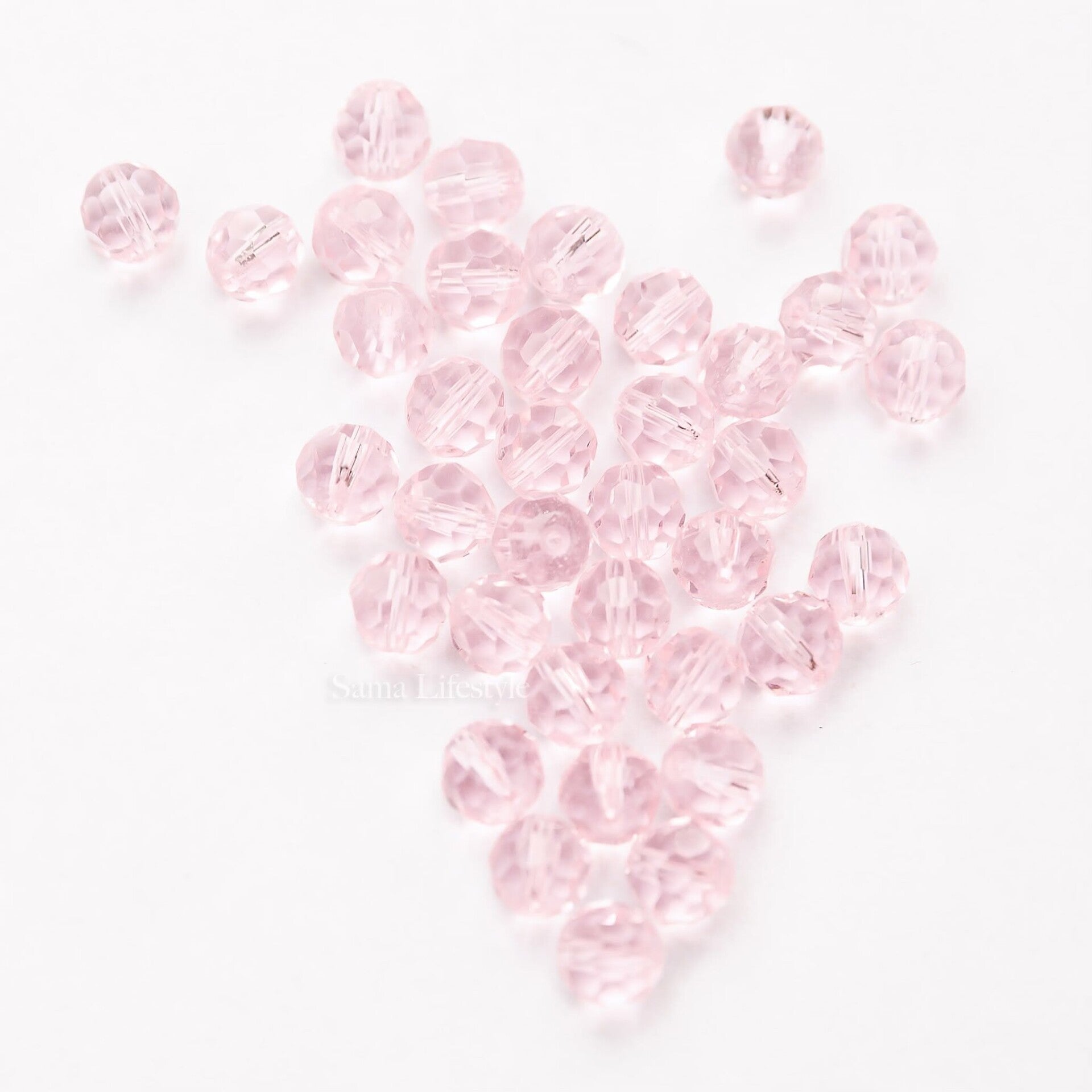 Glas - roze glas facet kralen 6mm | per 40 stuks
