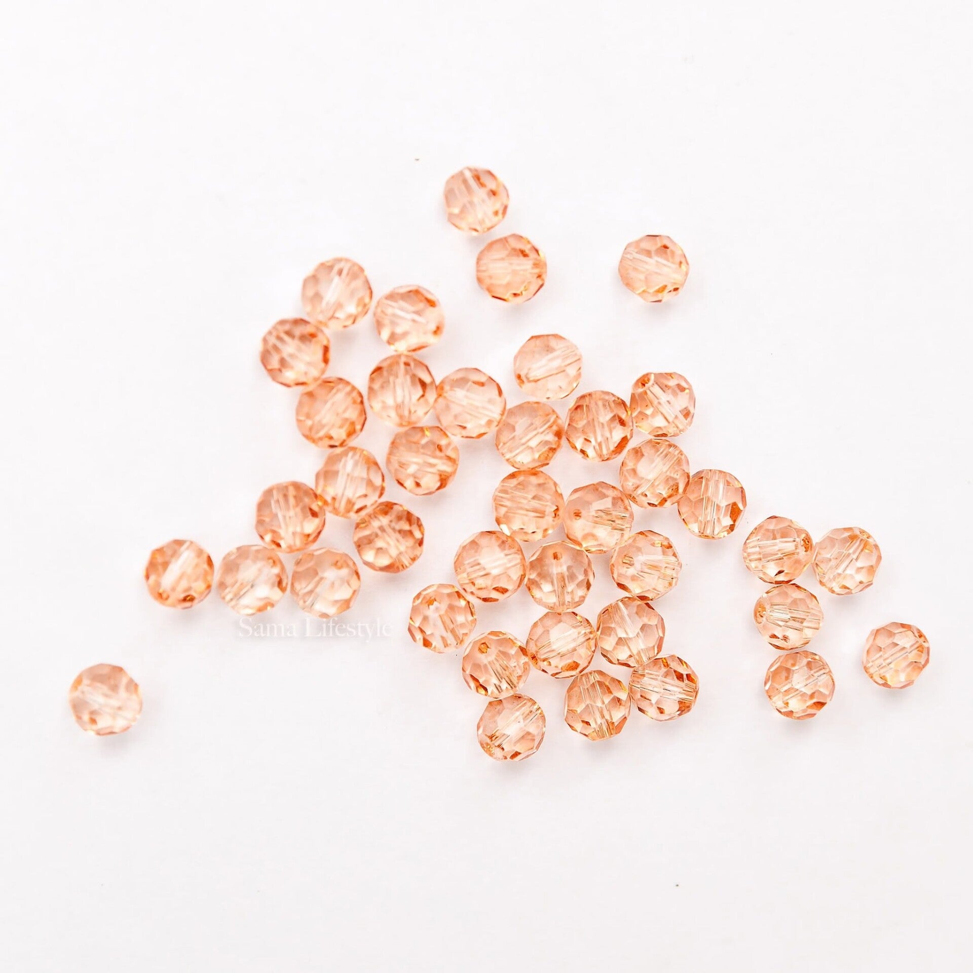 Glas - facet kralen perzik 6mm | per 40 stuks
