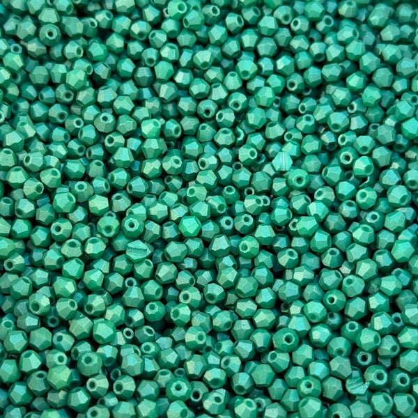 Glas - mat groenen glas bicones 3,5x4mm | per 15 gram