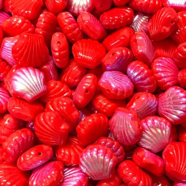 Tsjechisch glas - rode electroplated glas schelpen | per 8 stuks