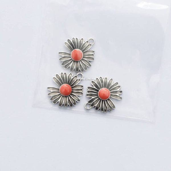 Bedel - zilver bloem 20x17mm | per 3 stuks