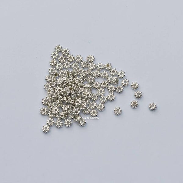 Metaal - zilver spacers 4mm | per 100 stuks