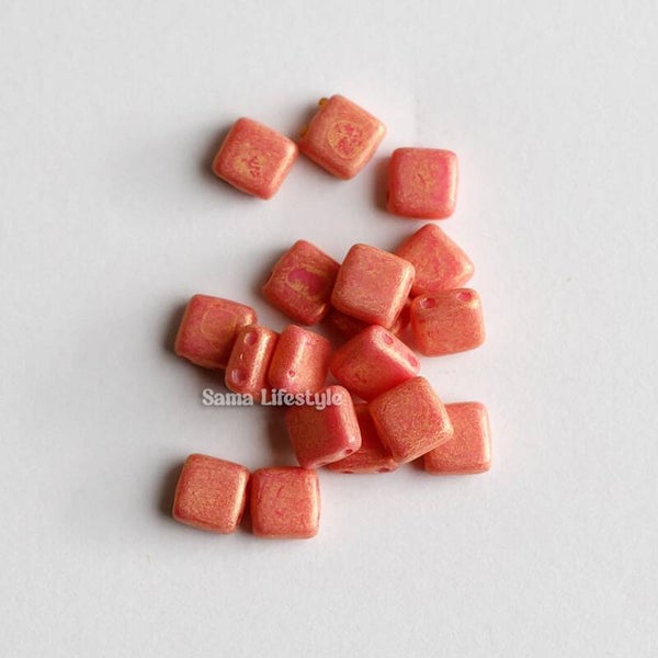 Czech tile beads- pacifica watermelon | per 25 stuks
