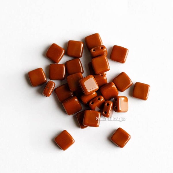 Czech tile beads- Umber | per 25 stuks