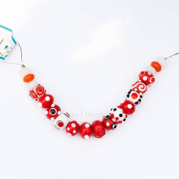 Lampwork - rode mix lampwork 16mm | per streng