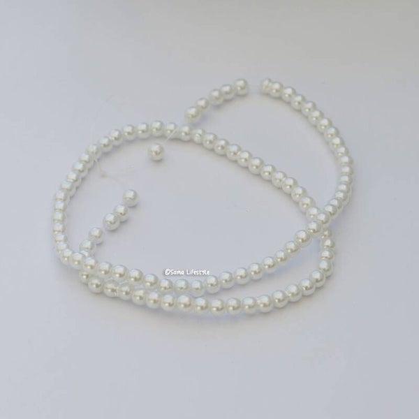 Parels - witte glas parels 4-4,5mm | per streng