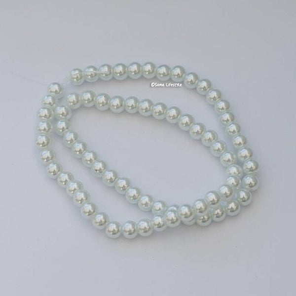 Parels - witte glas parels 6mm | per streng