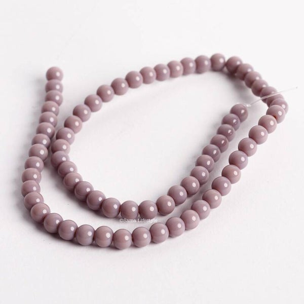 Glasstreng - mauve gekleurde glas kralen  6mm | per streng