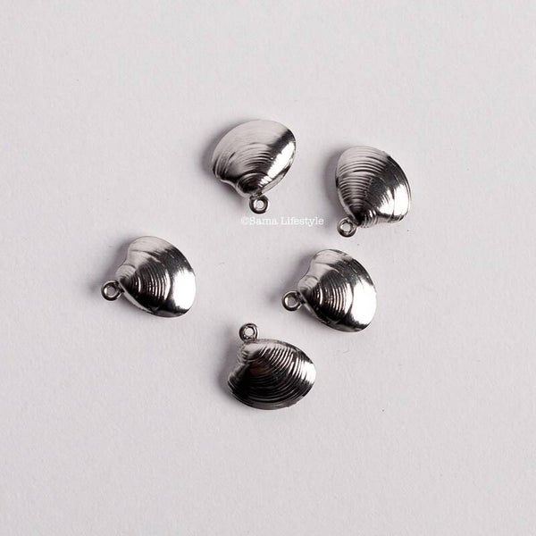 RVS - zilver stainless steel bedel schelp | 5 stuks