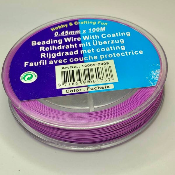 Gecoat staaldraad - fuchsia | spoel 100meter