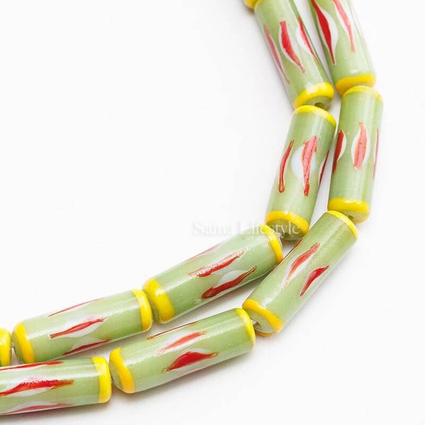 Glas streng - groene Indiase glas kralen streng | per streng