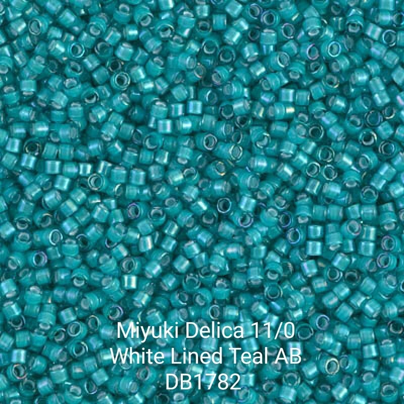 Miyuki delica 11\0 - white Lines teal AB DB1782 | Per 5 gram