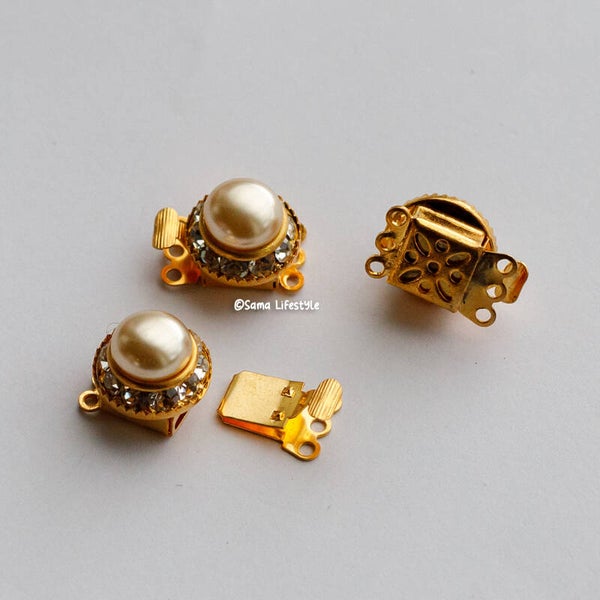 Luxe slotje - Verguld parel 3-gats | per stuk