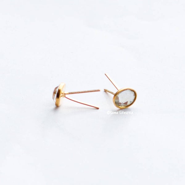 Stras pin - ovaal goud 9x11mm | per 2 stuks