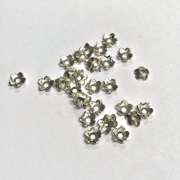 Kralen kapjes - antiek zilver kleurige bloemetjes 6mm | per 30 stuks