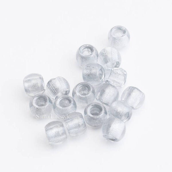 Tsjechisch glas - zilver groot gat kralen 9,5x11,5mm | per 25 gram