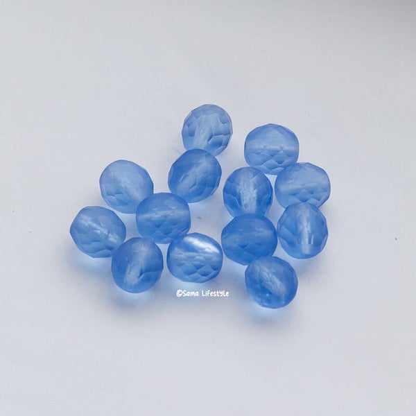 Tsjechisch glas - mat blauw facet 12mm | per 25 gram