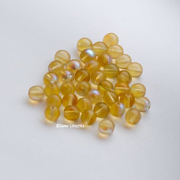 Tsjechisch glas - Rond geel electro plated 8mm | per 25 gram