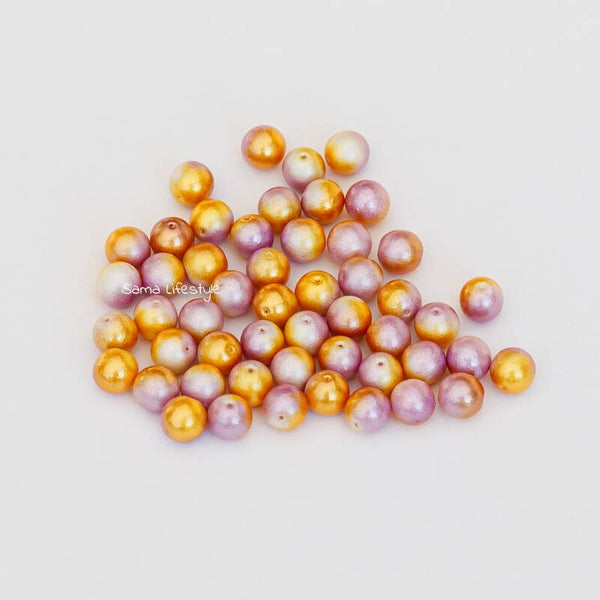 Tsjechisch glas - rond paars geel 8mm | per 34 gram