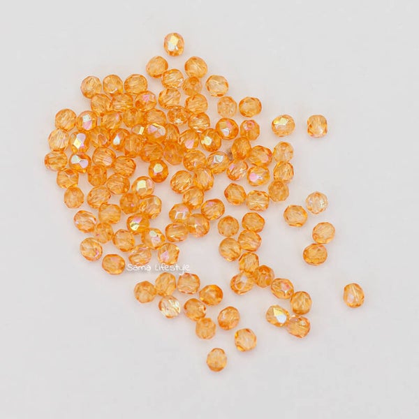 Tsjechisch glas - facet oranje met AB 6mm | per 160 stuks