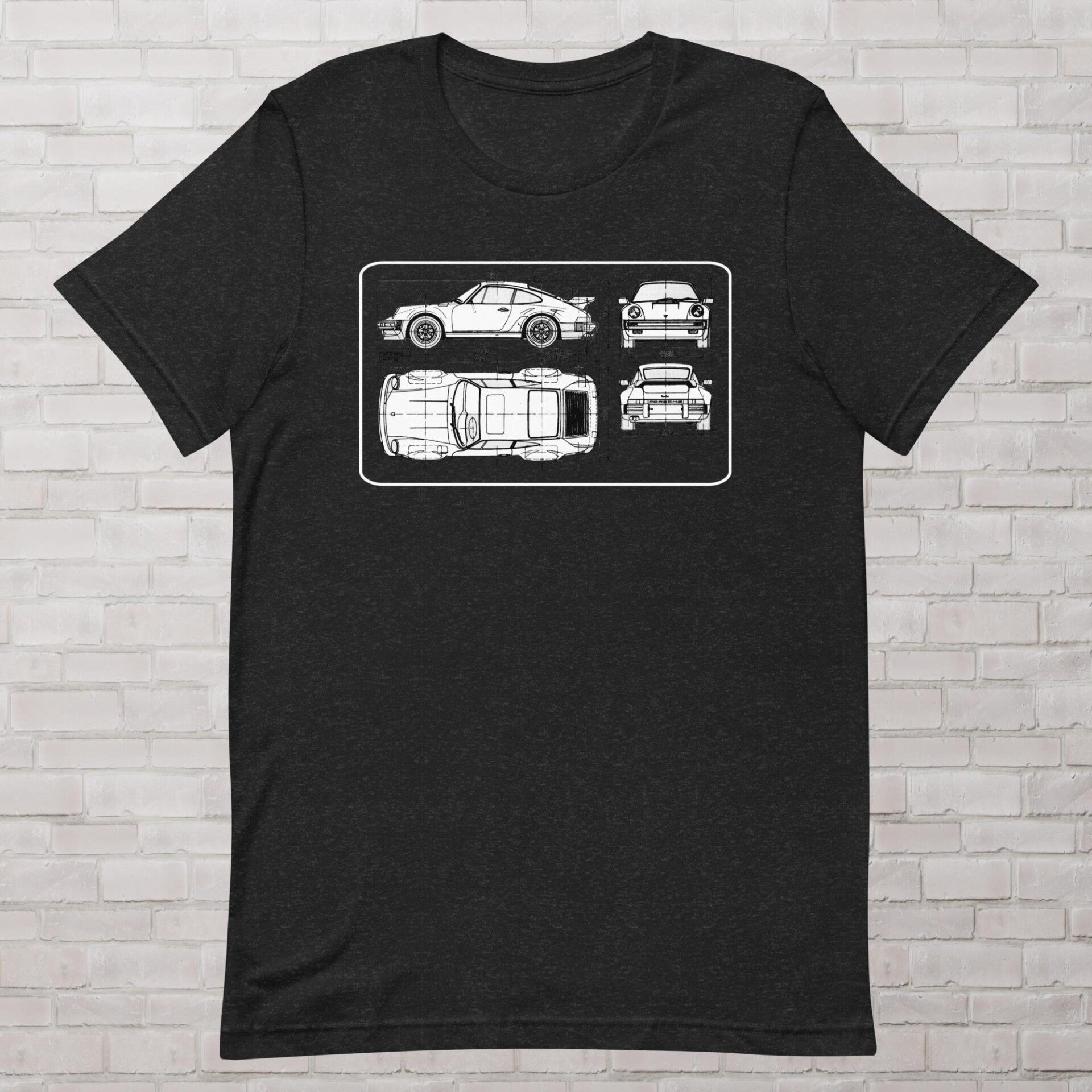 Camiseta manga corta negra porsche 911 blueprint