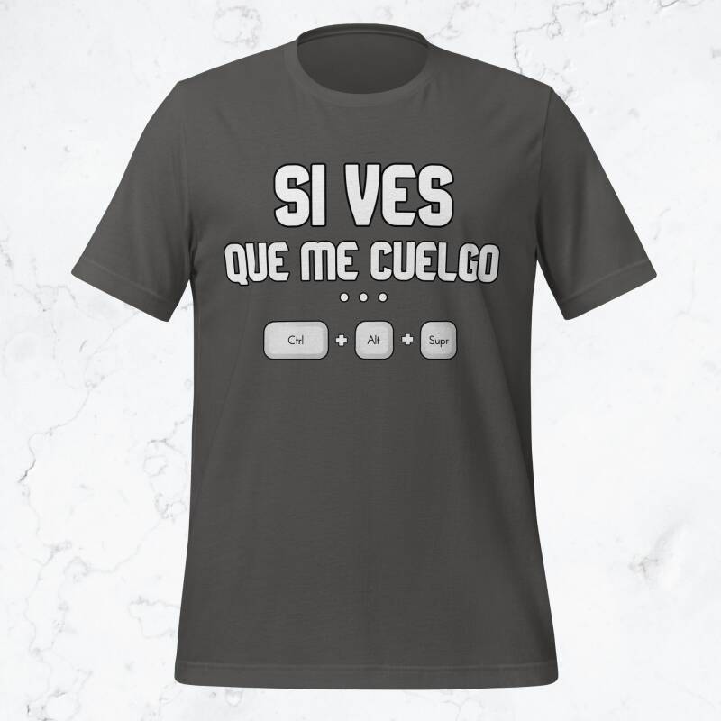 "Si ves que me cuelgo" (CTRL+ALT+SUPR) levitando, enfatizando el diseño textual y las teclas.