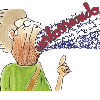 Imagen comic hombre vomitando palabras sección verborreando para camisetas con frases