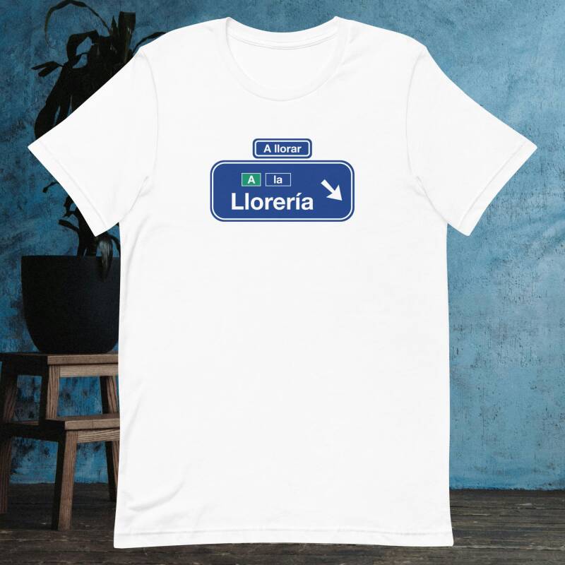 Camiseta manga corta blanca a llorar a la lloreria