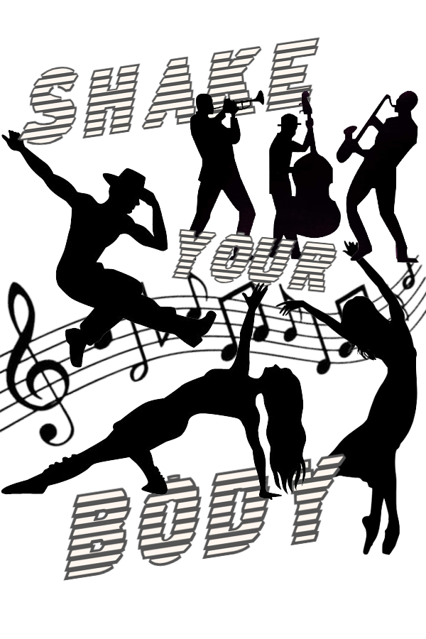 Imagen gente bailando con pentagrama para Camisetas de musica, baile y danza