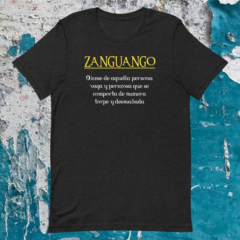 Camiseta Zanguango con la descripción y aplicación del insulto según la RAE Camisetas divertidas originales