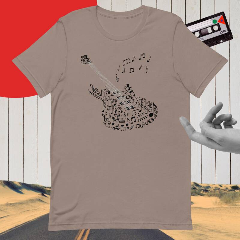 Camisetas originales instrumentos musica guitarra eléctrica con notas musicales