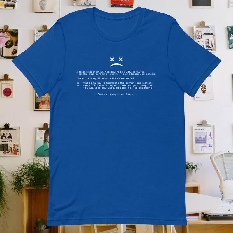 camiseta azul con error "watchdog" completo, pantallazo azul, blue screen of death Camisetas originals windows
