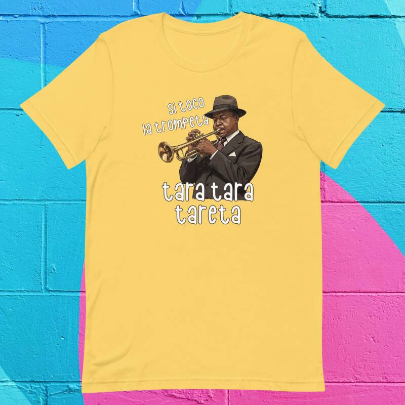 Camiseta trompetista de jazz con canción infantil si toco la trompeta
