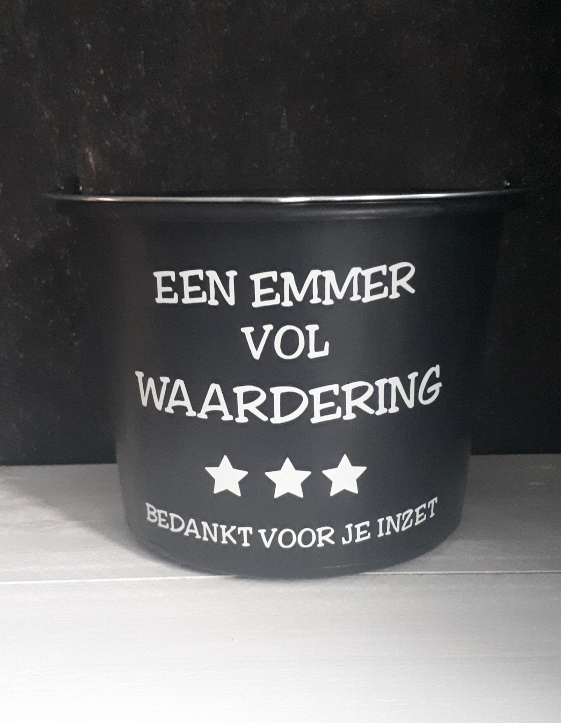 Bedrukte emmer 'Waardering'