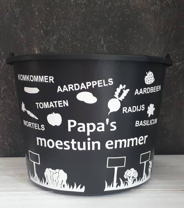 Bedrukte emmer 'Moestuin'