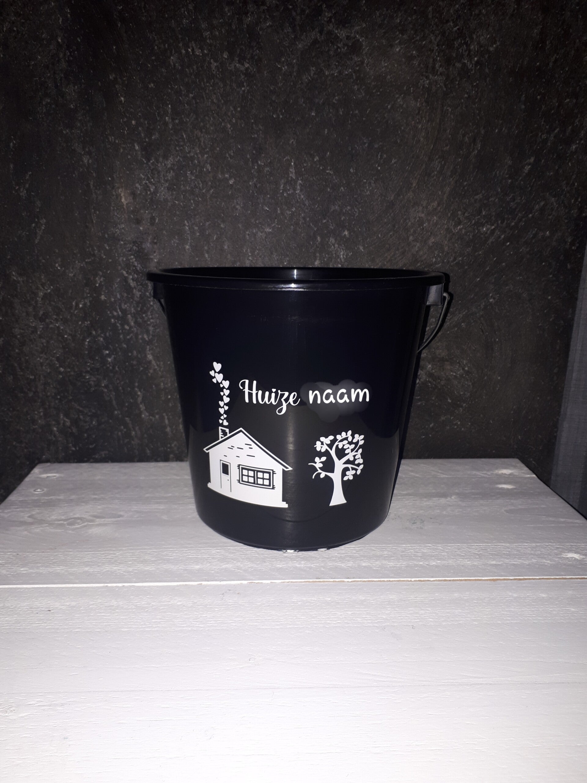 Bedrukte emmer 'Huize...'