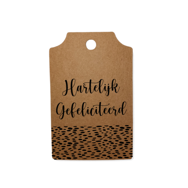Mini label kraft 'Gefeliciteerd'