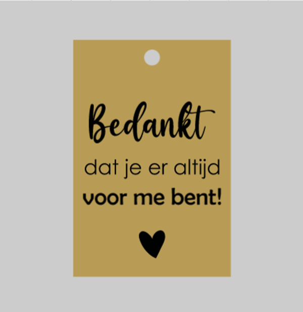 Mini label kraft 'Bedankt'