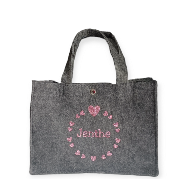 Vilten mini tas met opdruk