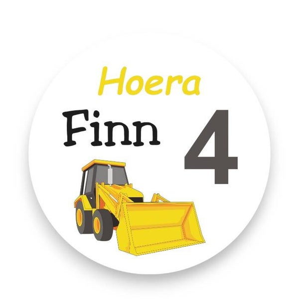 Stickers - verjaardag - bulldozer