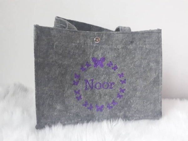 Vilten mini tas met opdruk