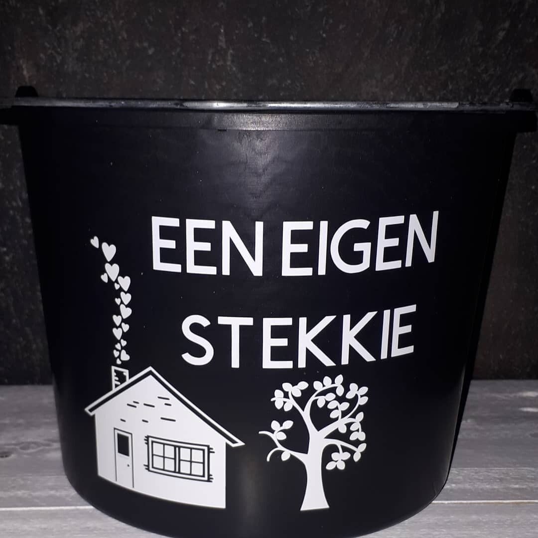 Bedrukte emmer 'Eigen stekkie'