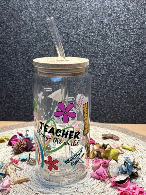 Drinkglas met rietje ( plastic)