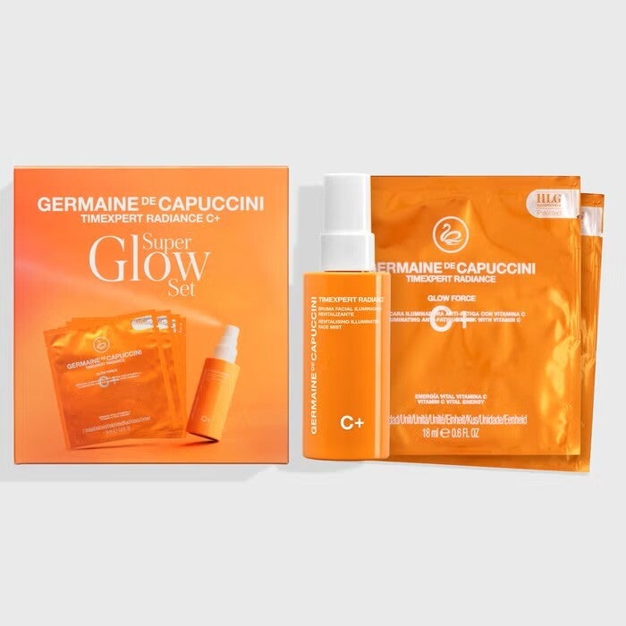 SUPER GLOW SET: Verhelderende Set met Gezichtsspray en 4 x Glow Force maskers